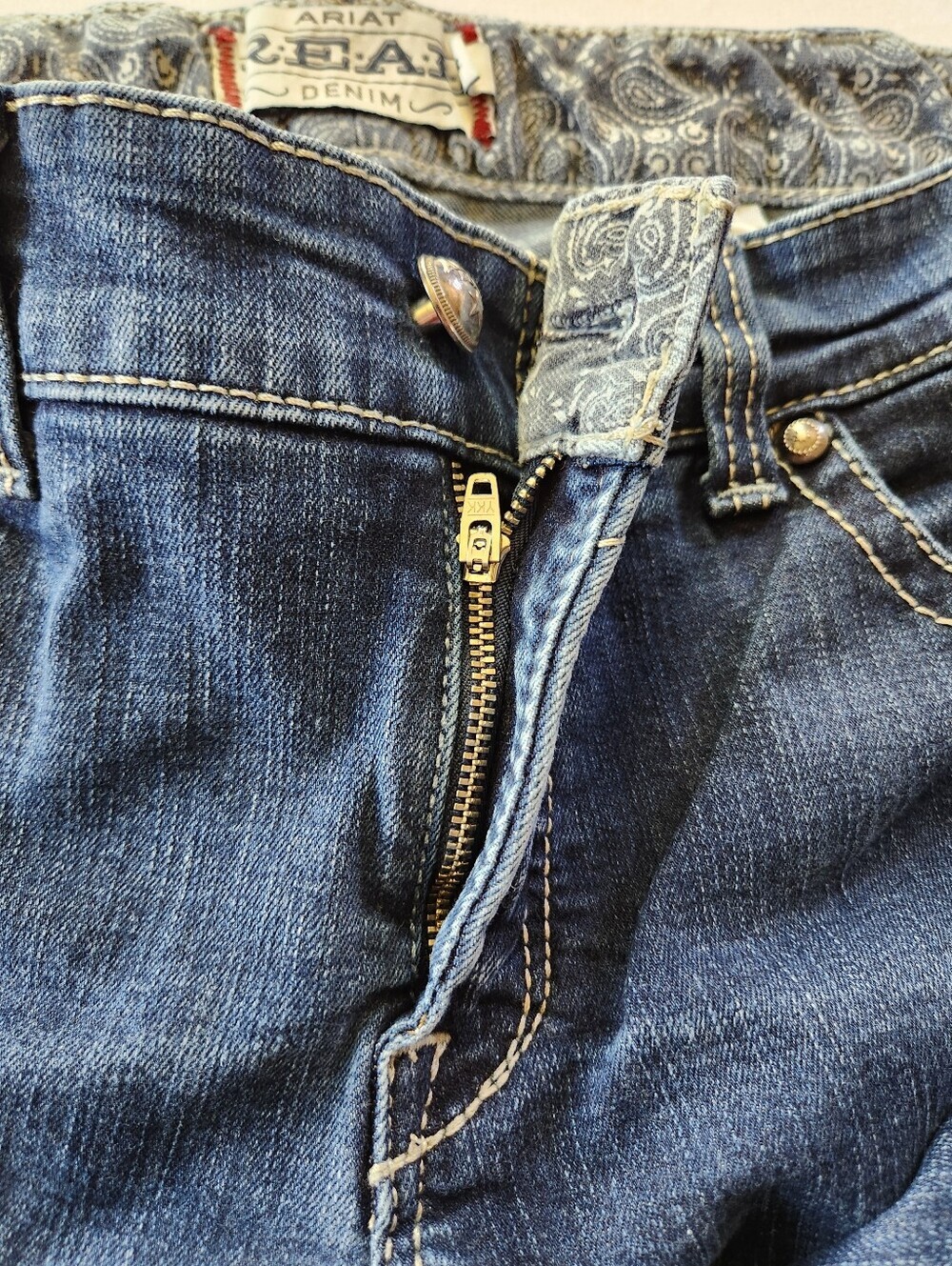 Ariat Eclipse Riding Work Mid Rise Bootcut Ranch Jean 33R Hem Slits - Picture 7 of 15